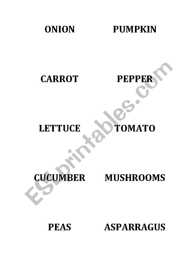 VEGETABLES WORD worksheet