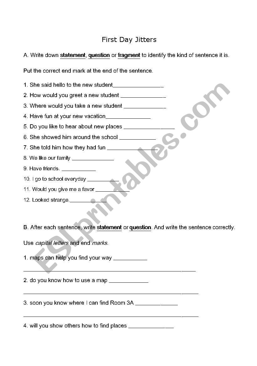 What Is a Sentence worksheet