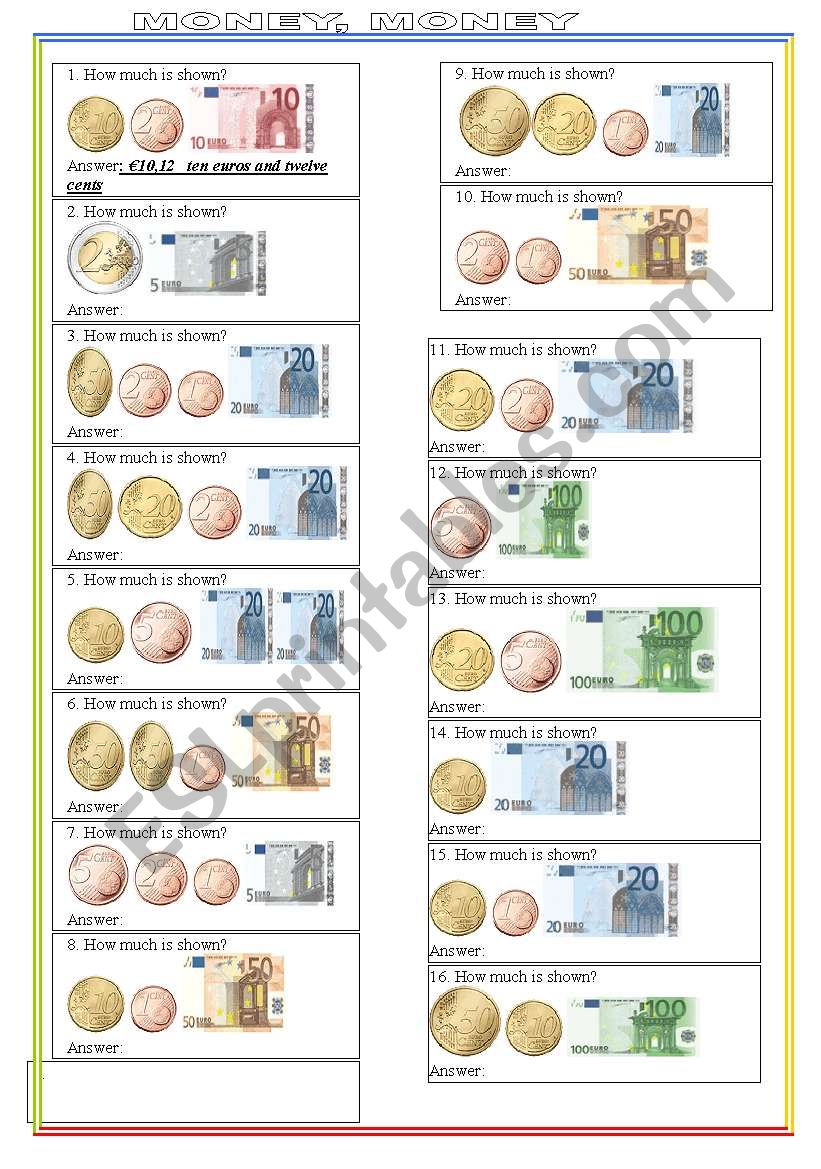 MONEY worksheet