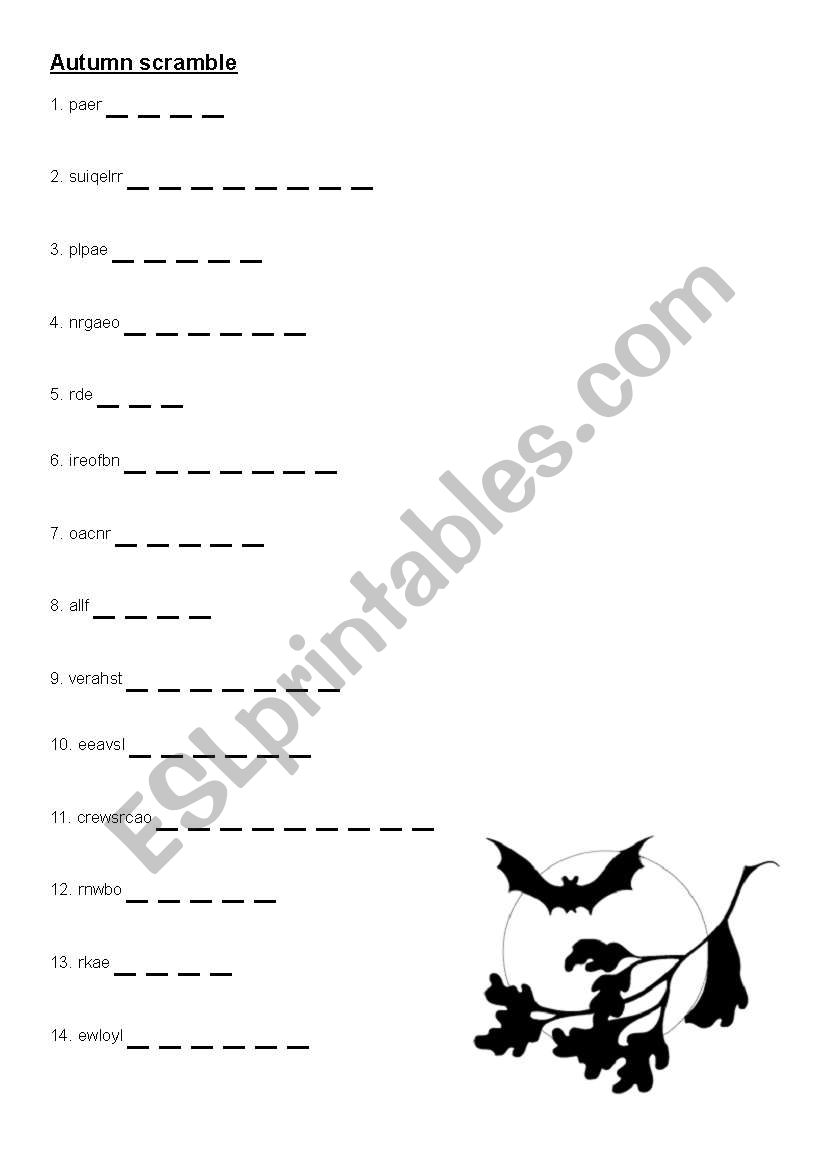 Autumn Scramble worksheet
