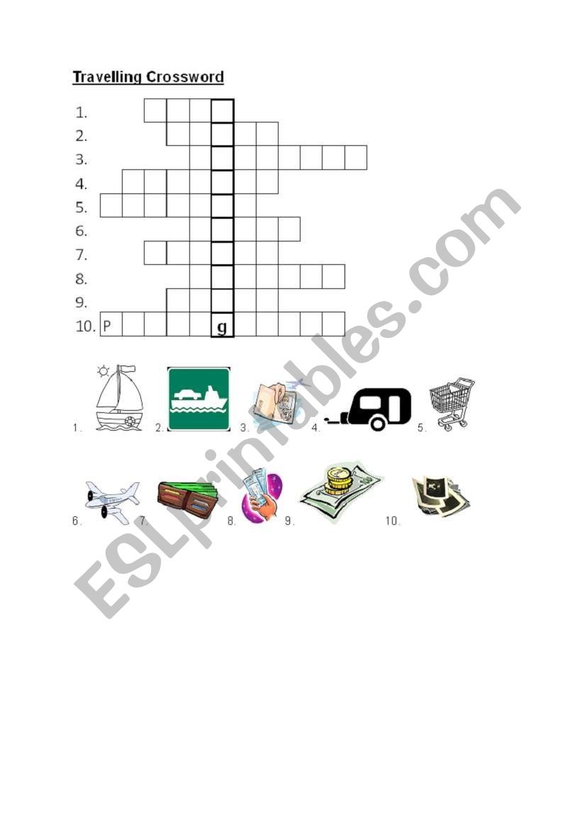 Travelling Crossword worksheet