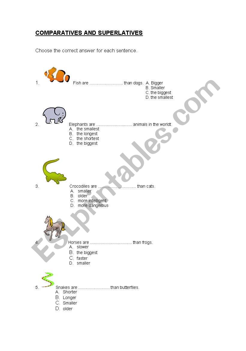 COMPARATIVES AND SUPERLATIVES worksheet