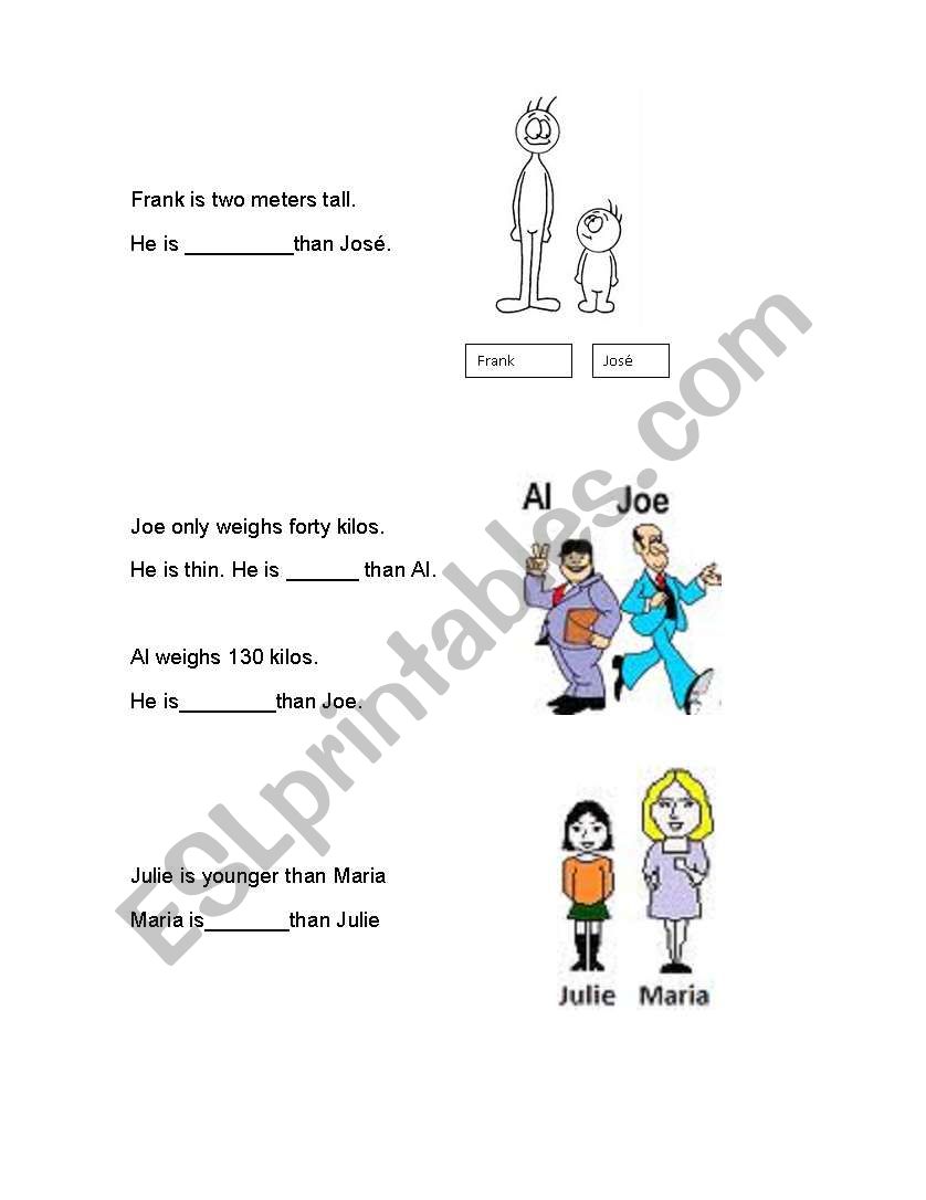 comparatives worksheet