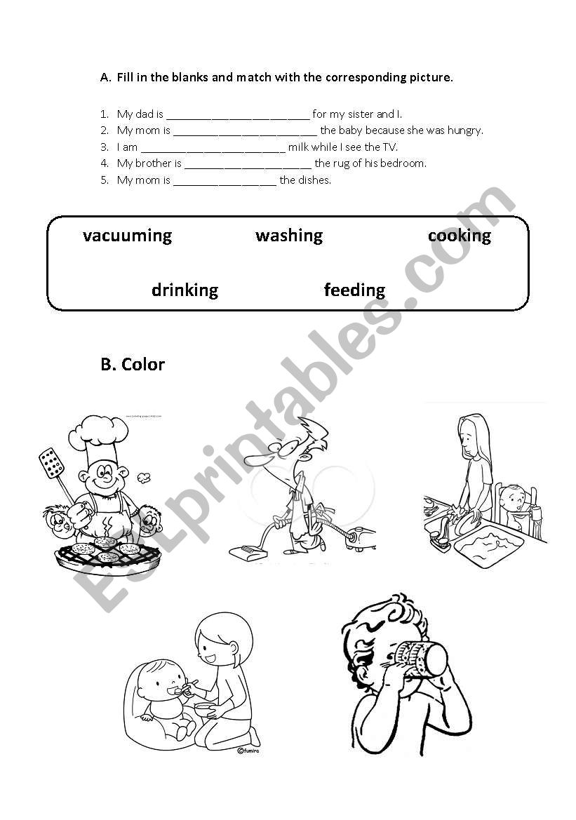 Chores in home worksheet