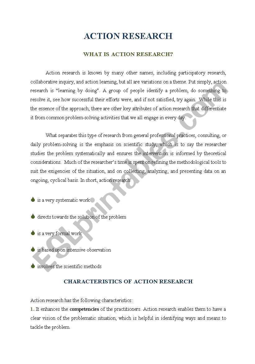 Action Research worksheet