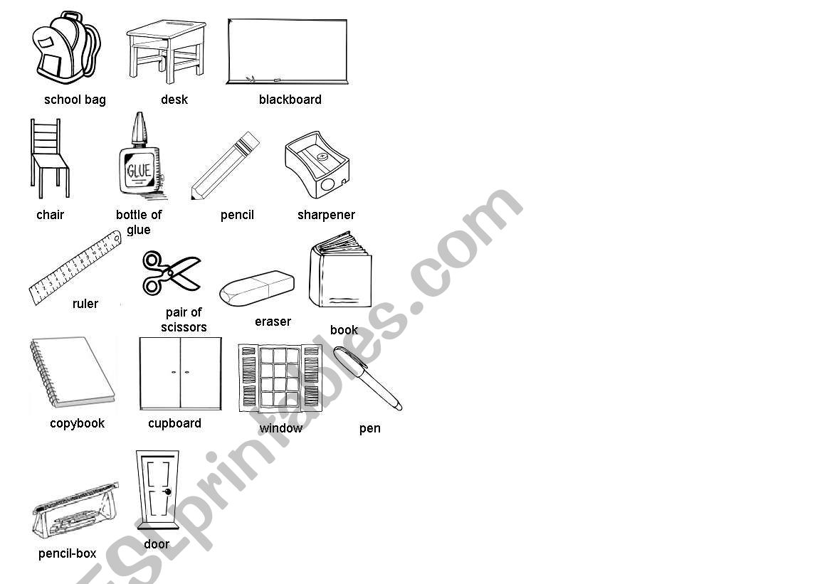 school things worksheet