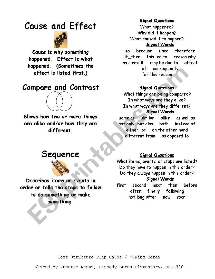 Text Structures worksheet