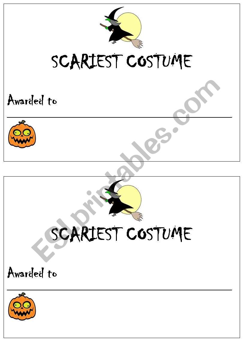 HALLOWEEN CERTIFICATES/AWARDS worksheet