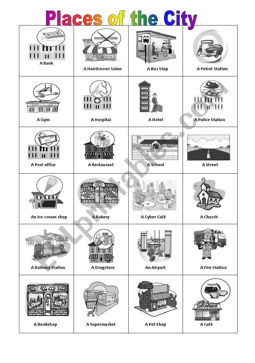 Places of the city  worksheet