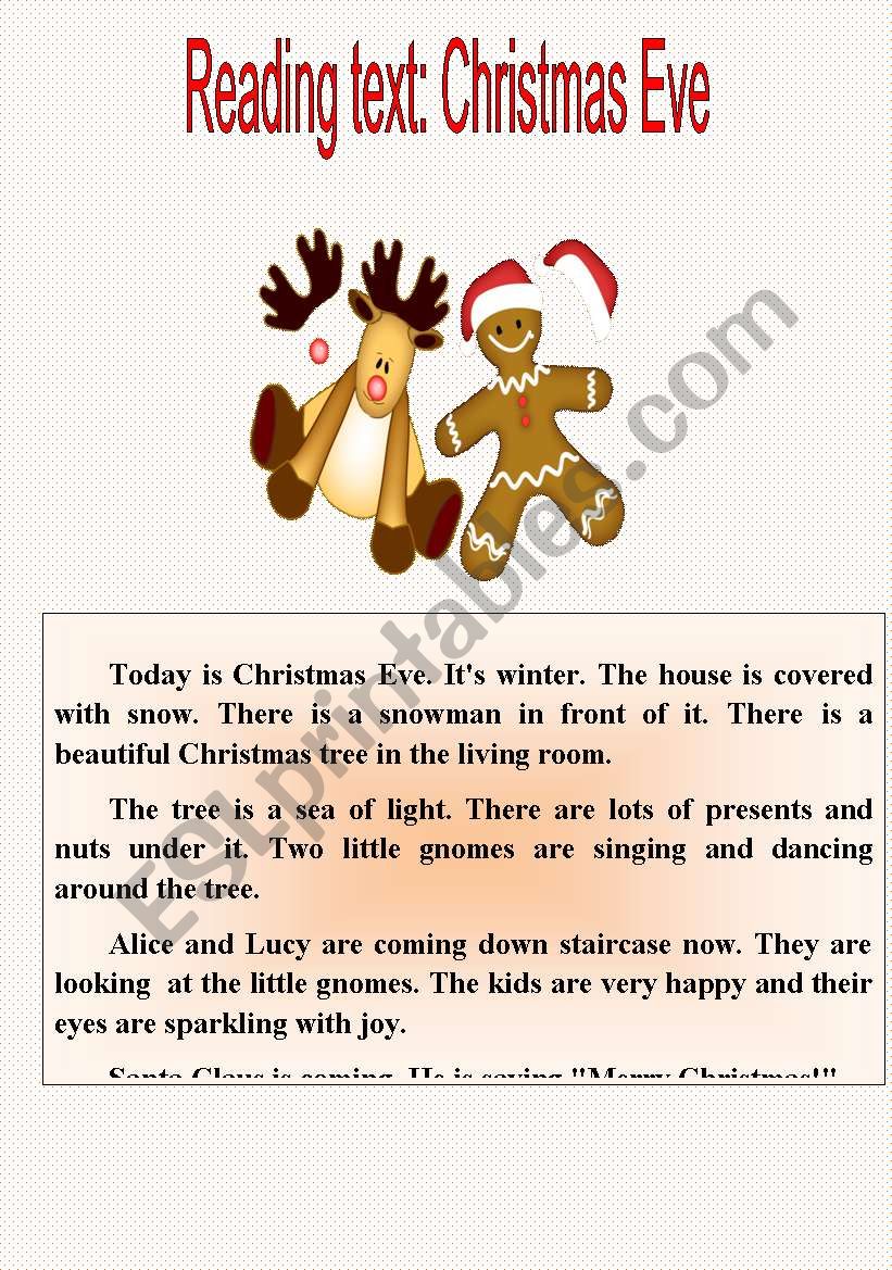 Christmas eve worksheet