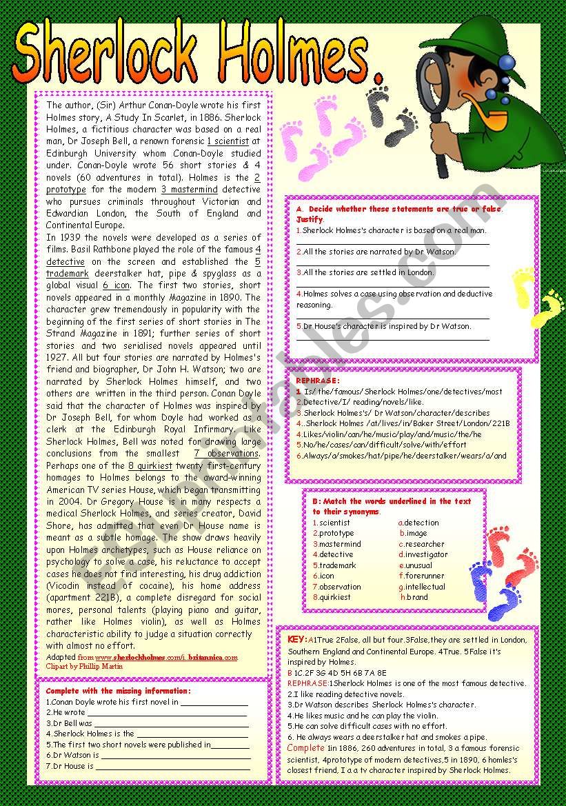 Холмс на английском читать. Sherlock holmes Worksheets for Kids.