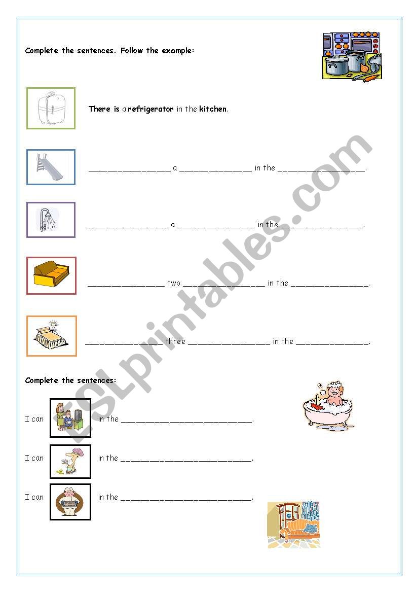 Rooms in the house / objects worksheet