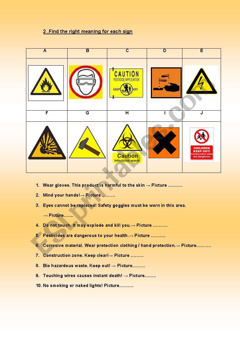 Safety signs(part2) worksheet