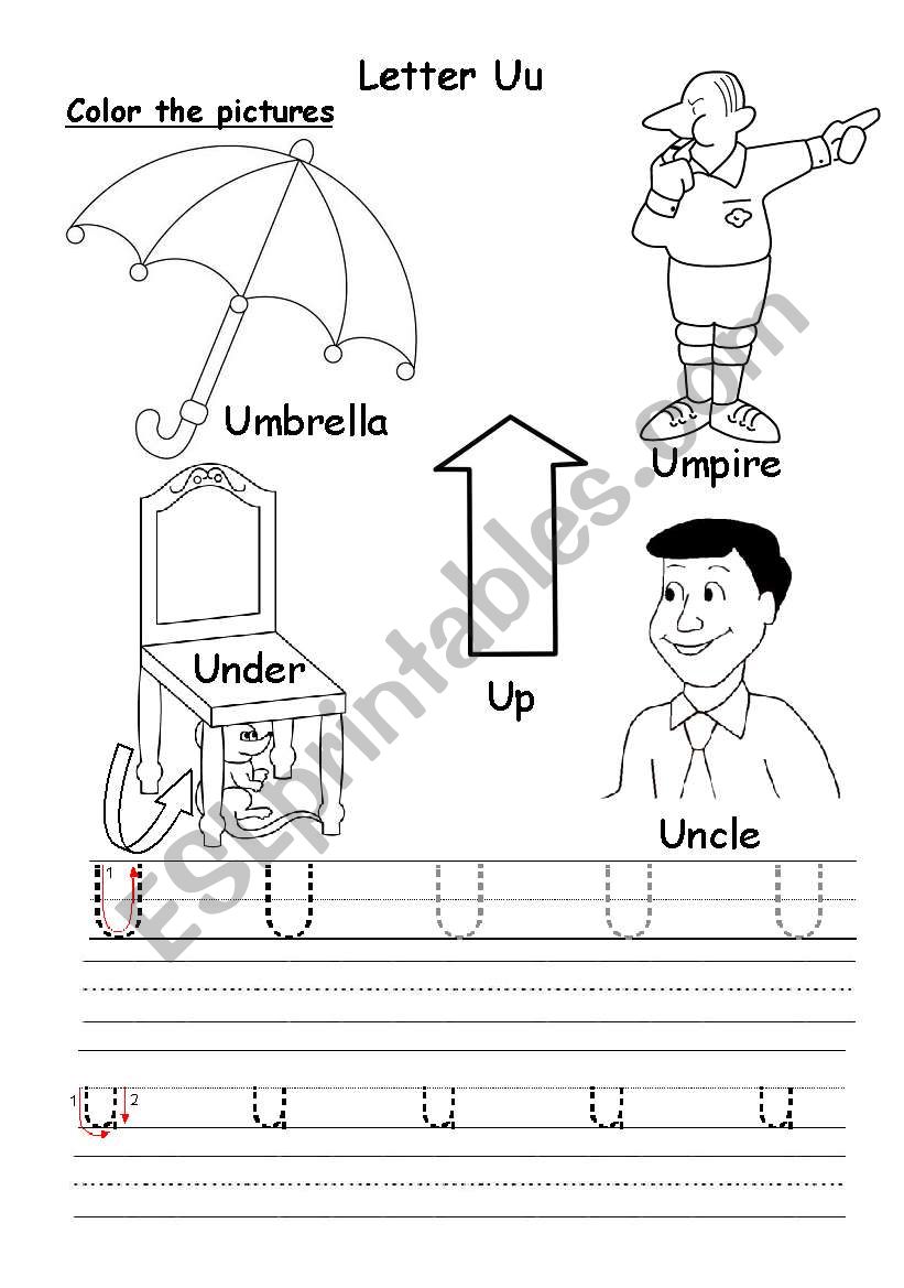 Letter Uu worksheet