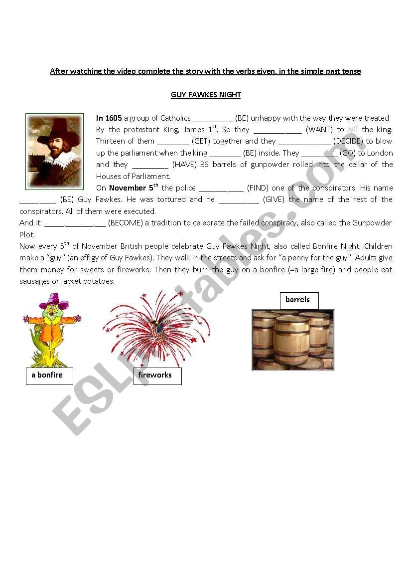 Guy Fawkes night worksheet