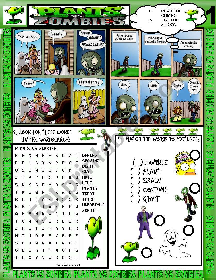 PLANTS VS ZOMBIES 1 worksheet