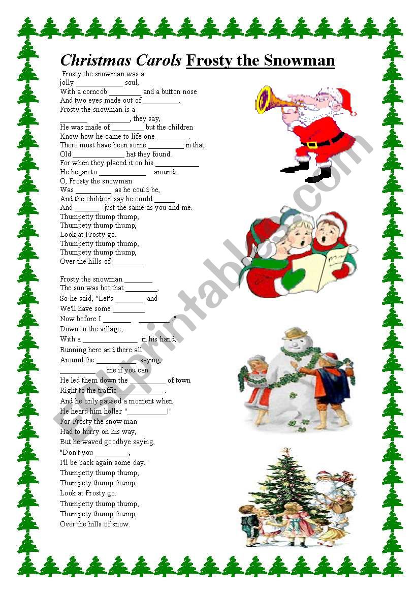 FROSTY THE SNOWMAN + key worksheet