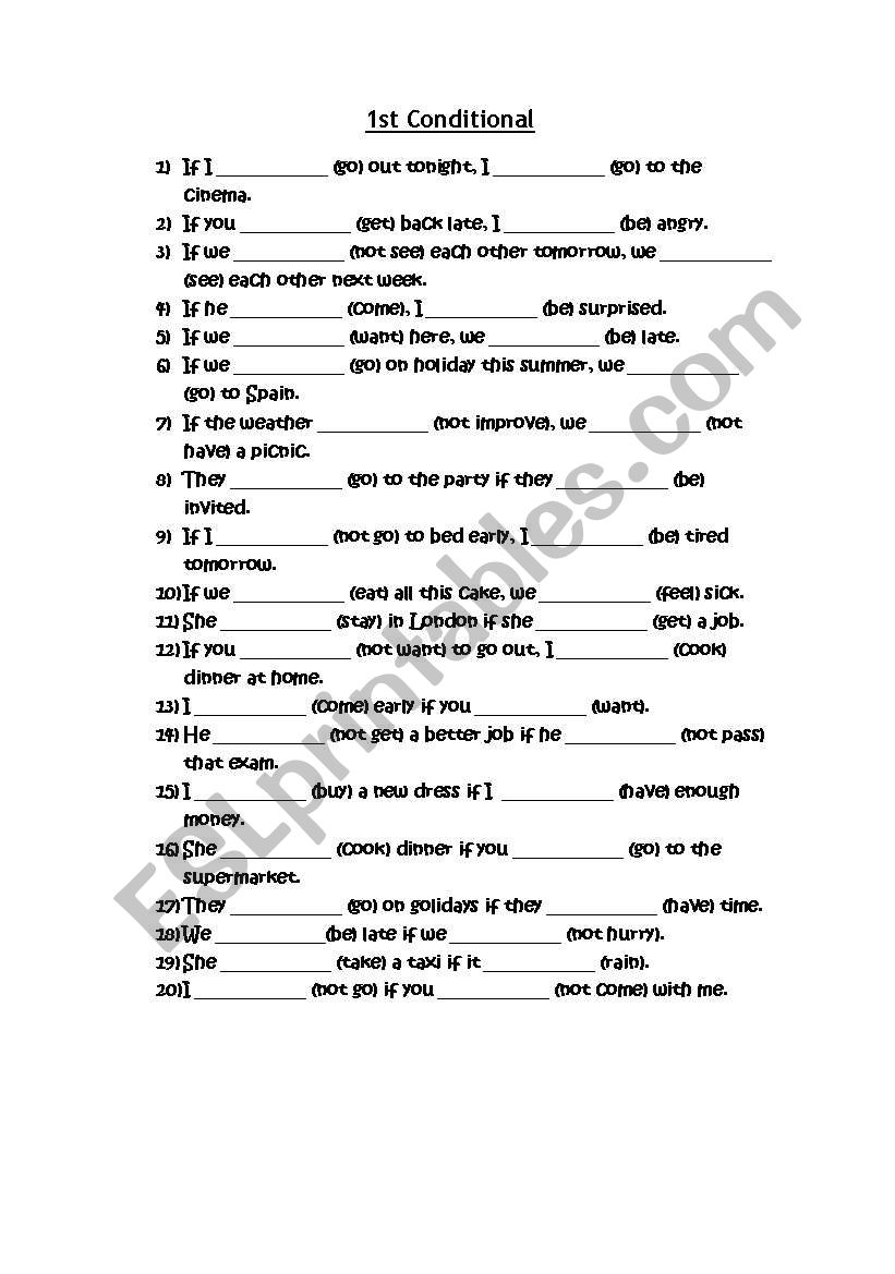 1st Conditional worksheet