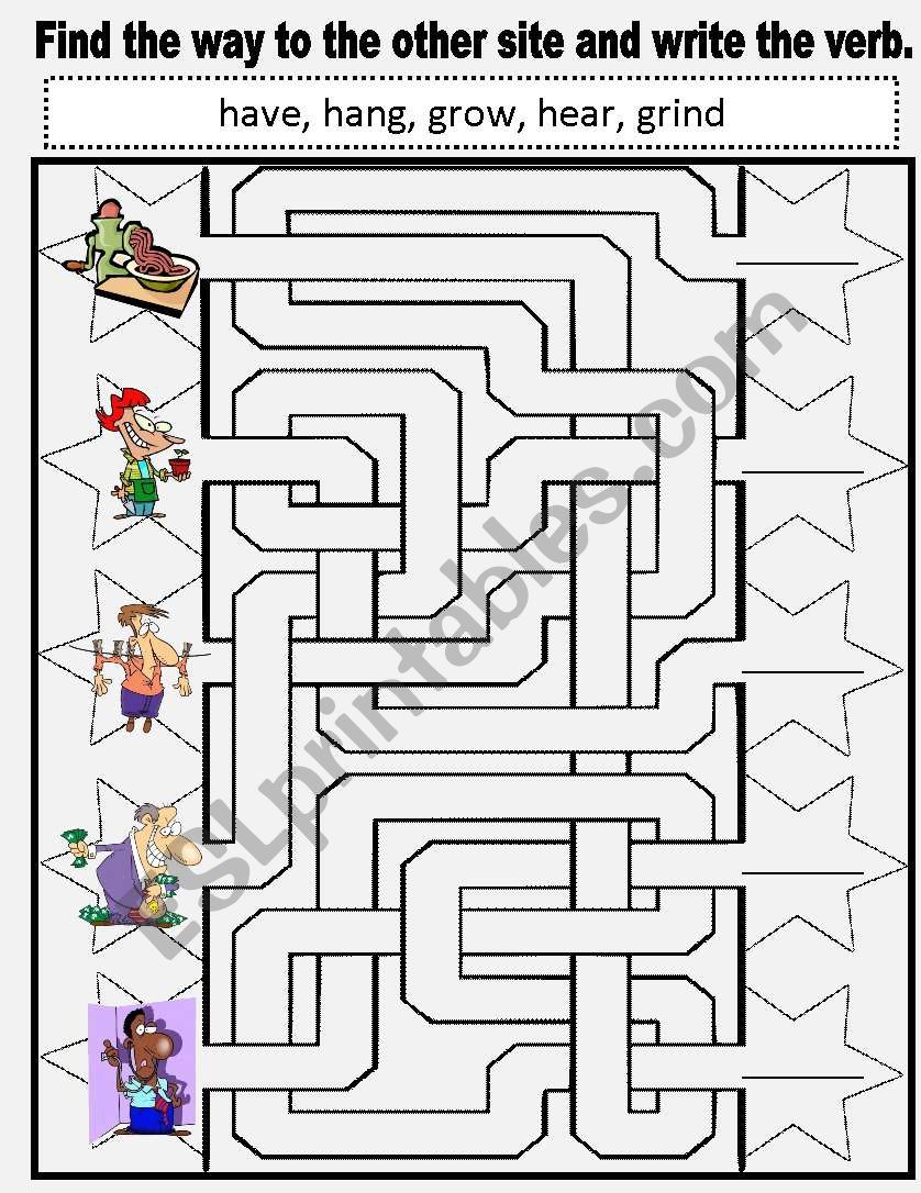 irregular verbs maze 2 worksheet