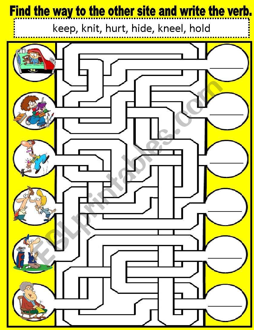 irregular verbs maze 3 worksheet