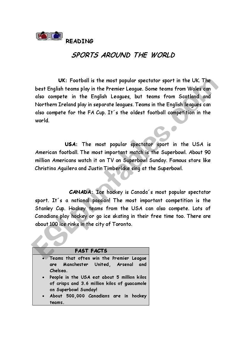 Sports around the world worksheet