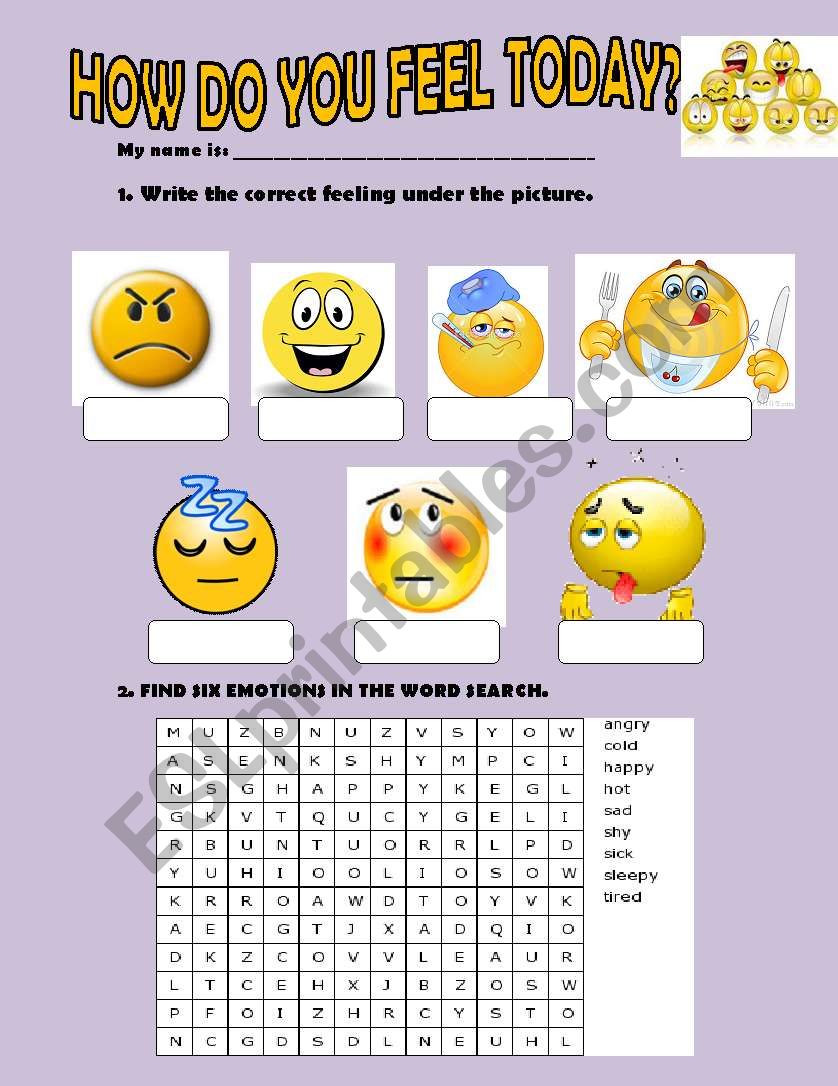 Feelings and emotions  worksheet