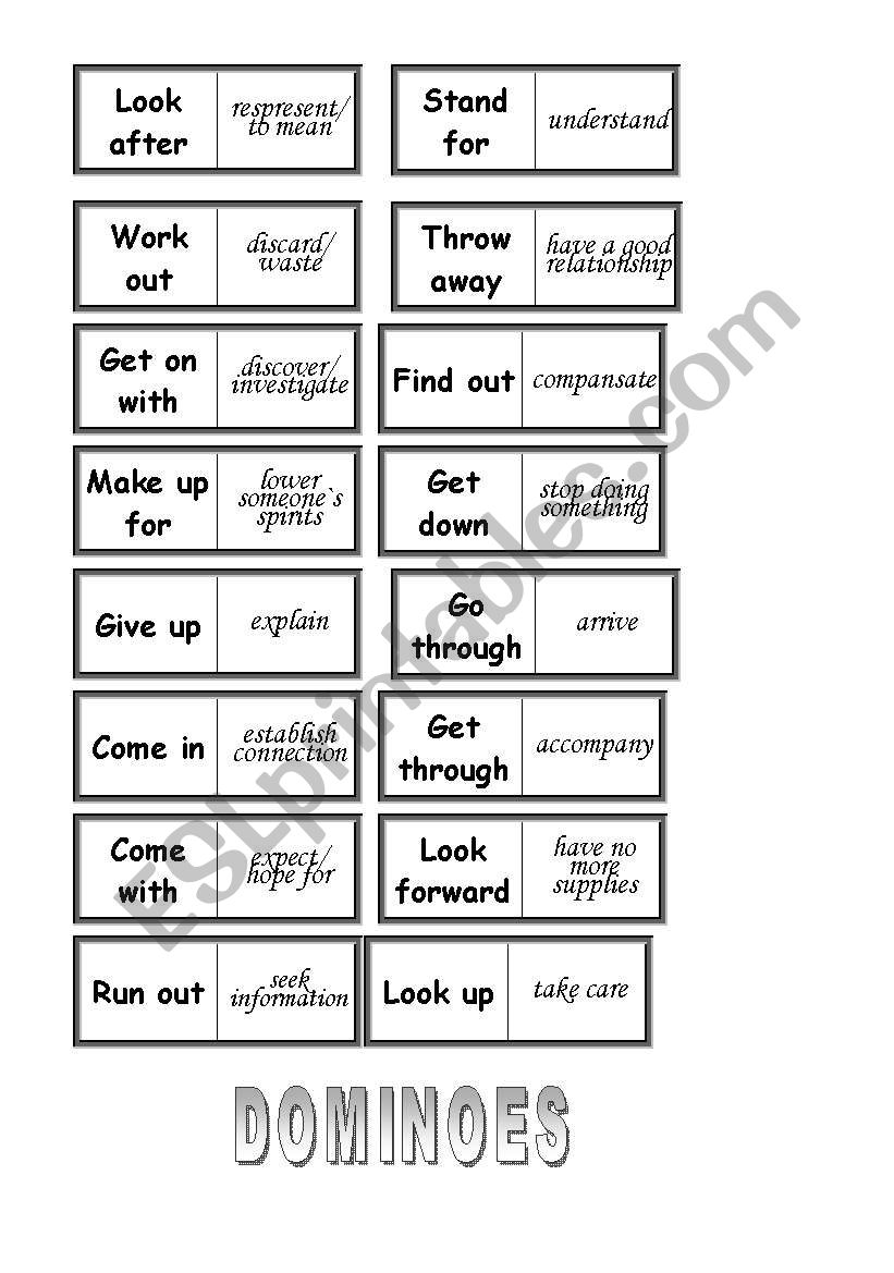 Phrasal Verbs Domino worksheet