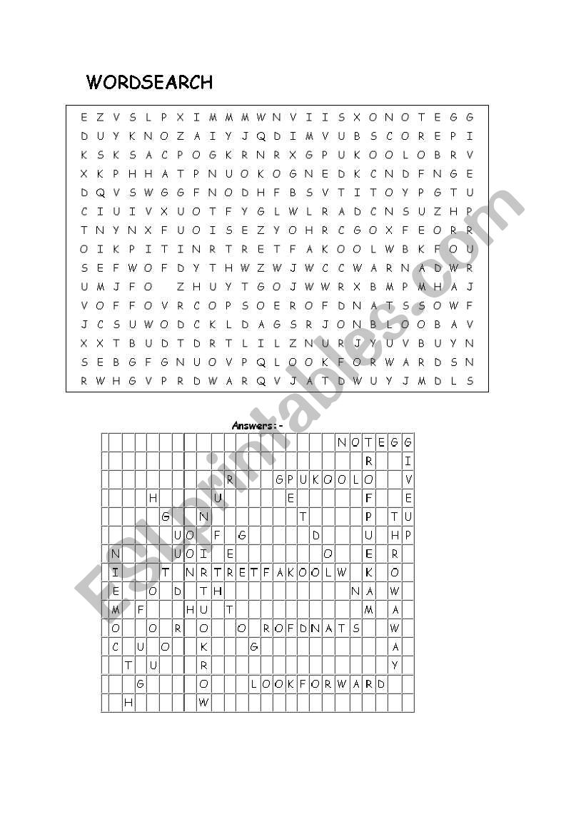 Phrasal Verbs Wordsearch worksheet