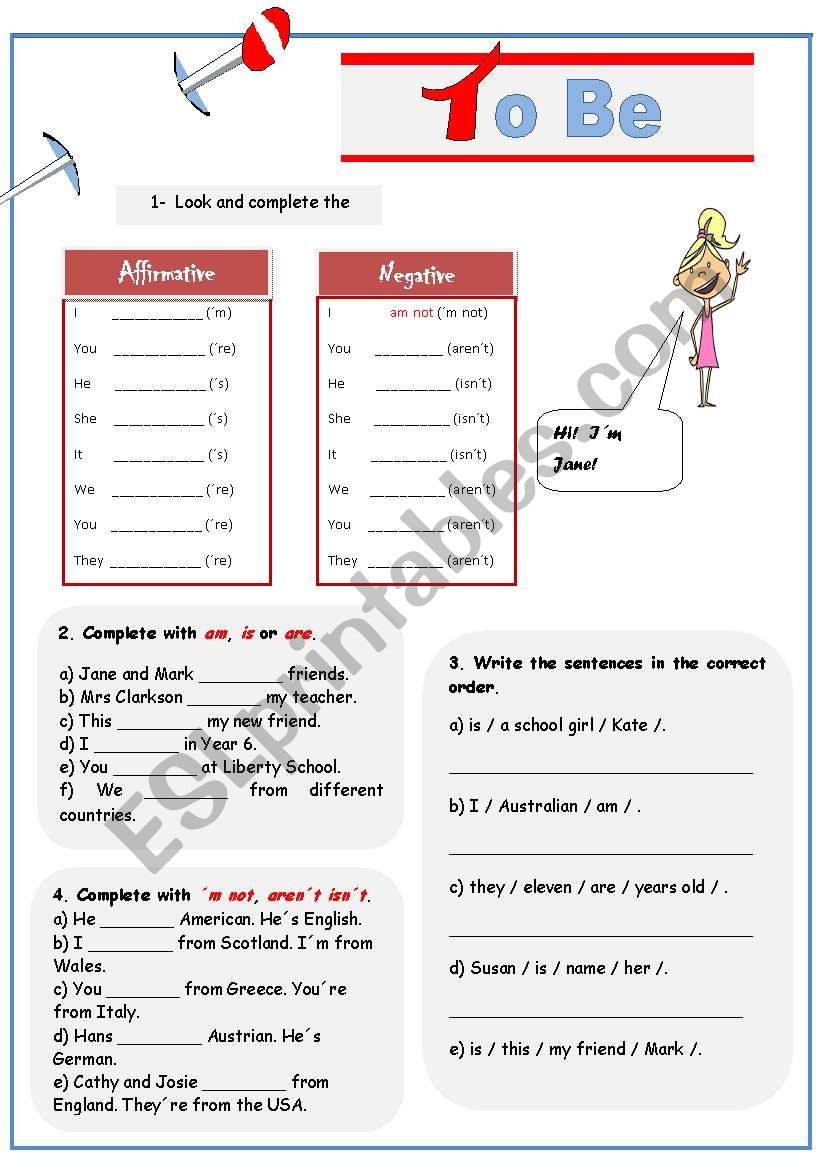 to be - simple present worksheet