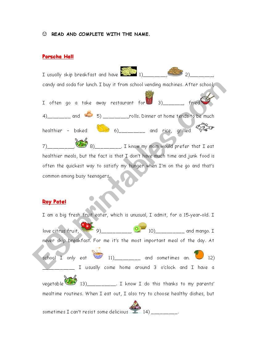  The food! worksheet