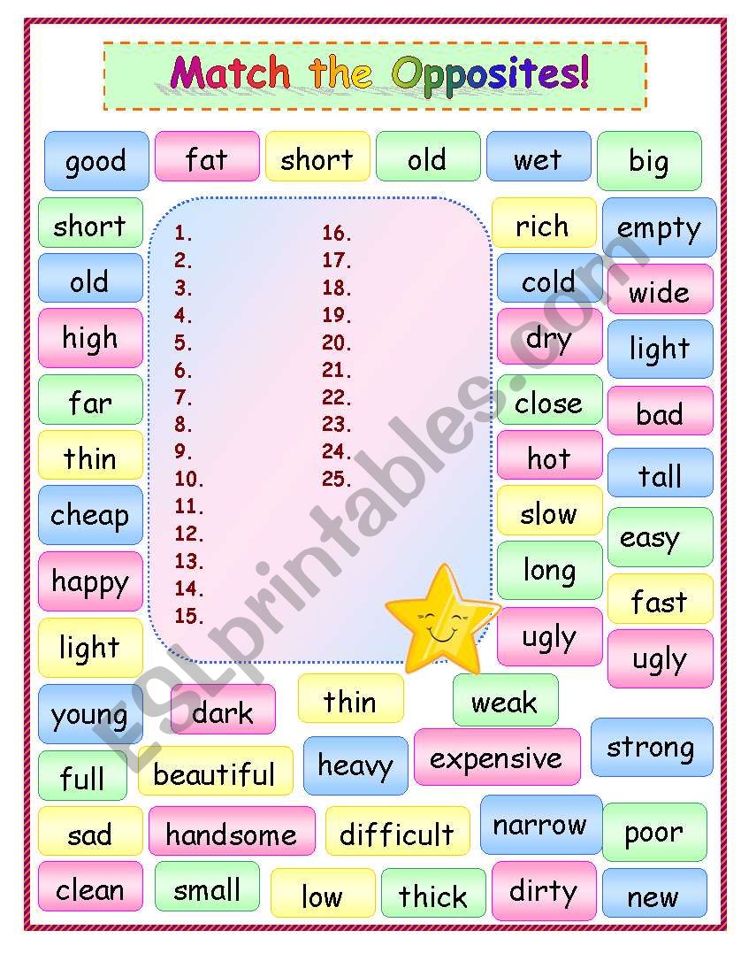 Match the Opposites! worksheet