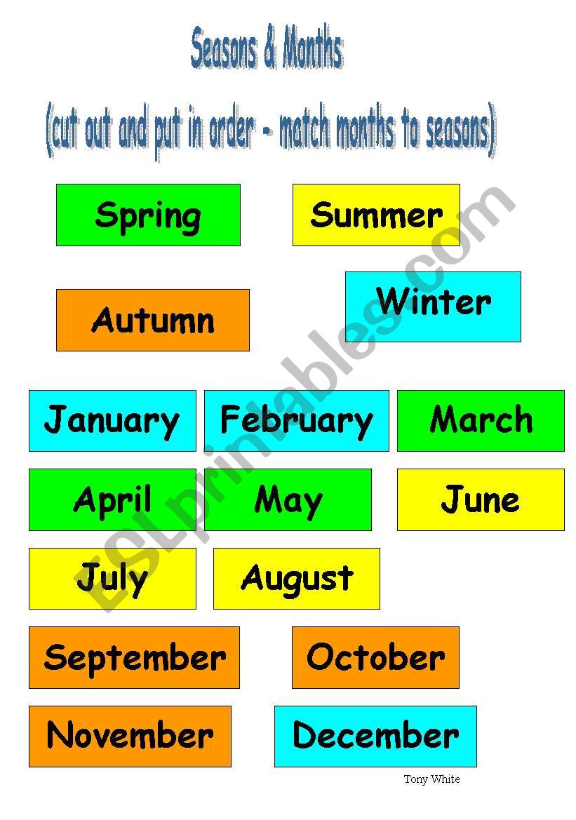 months and seasons worksheet