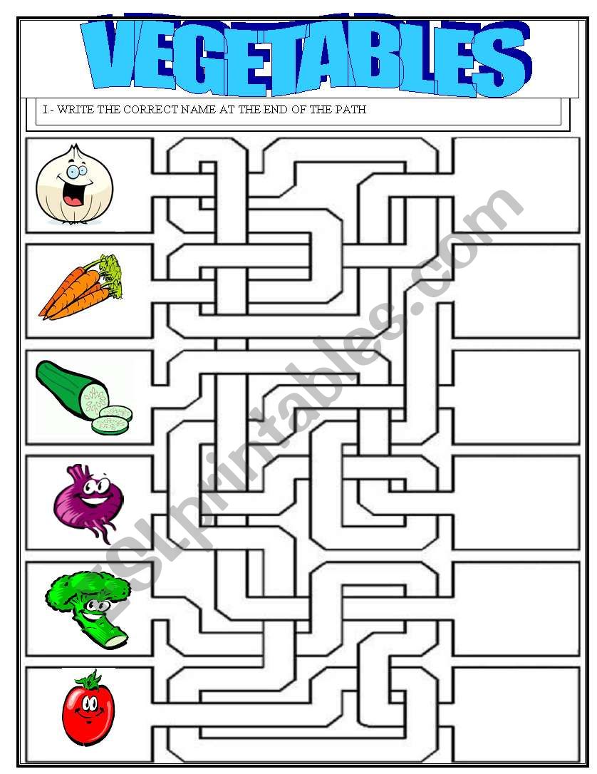 VEGETABLES worksheet