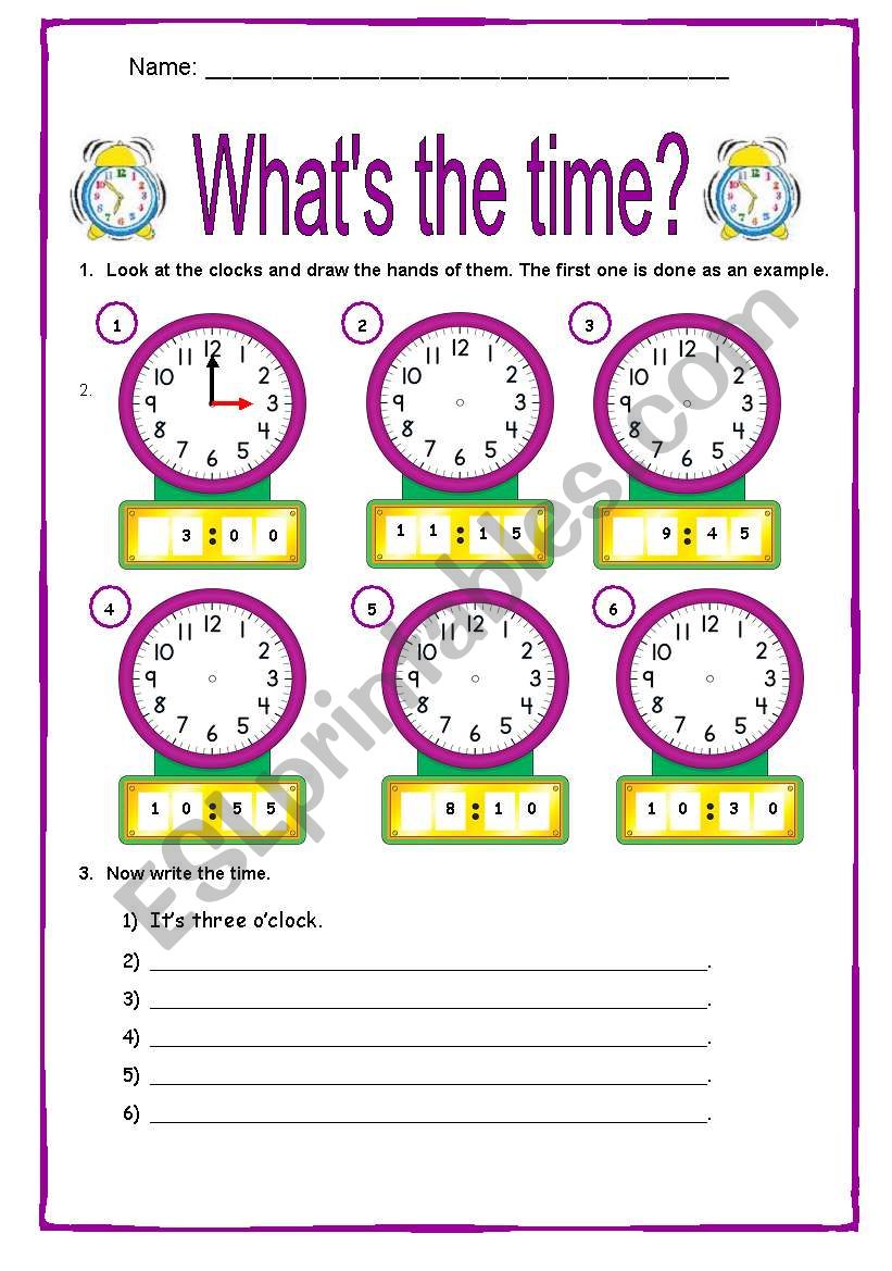 Whats the time? worksheet