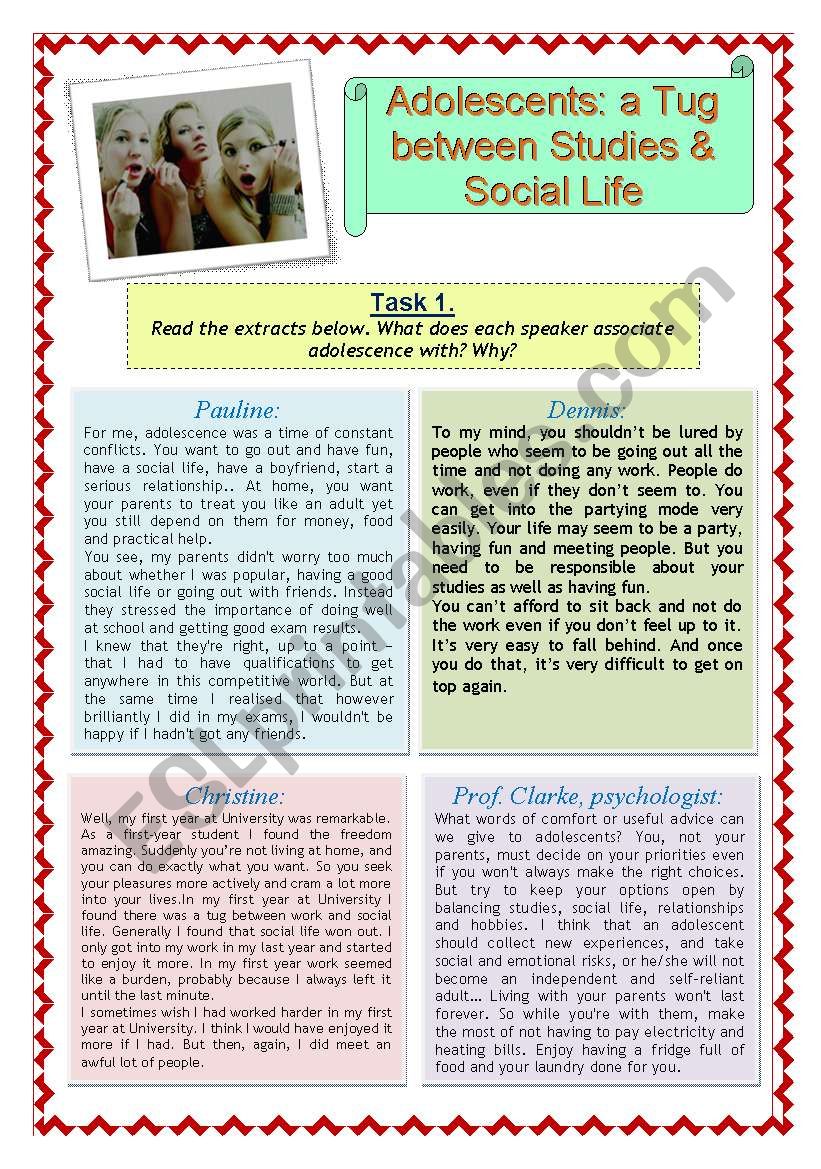 Adolescents: a Tug between Studies & Social Life