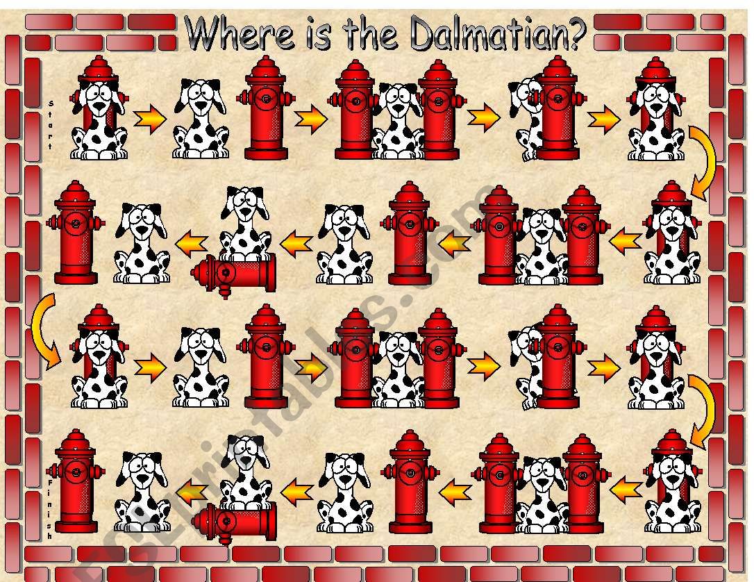Where is the Dalmatian Preposition Gameboard with Poster and More Part 1 of 2