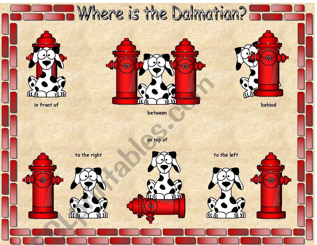 Where is the Dalmatian Preposition Gameboard with Poster and More Part 2 of 2