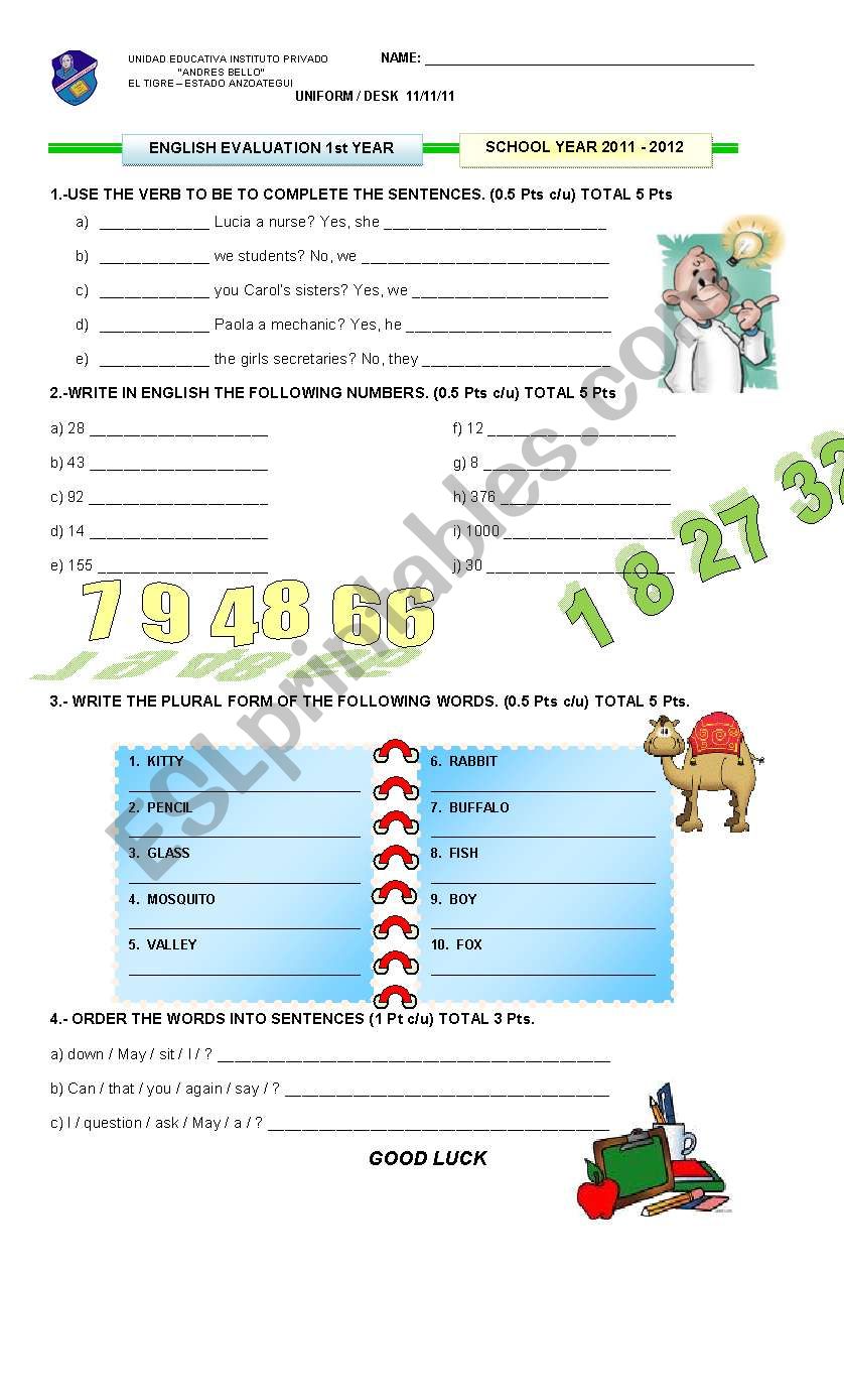 Verb TO BE worksheet