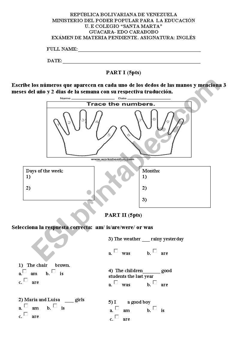 Final test worksheet
