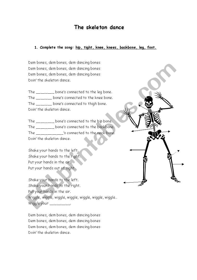 The skeleton dance worksheet