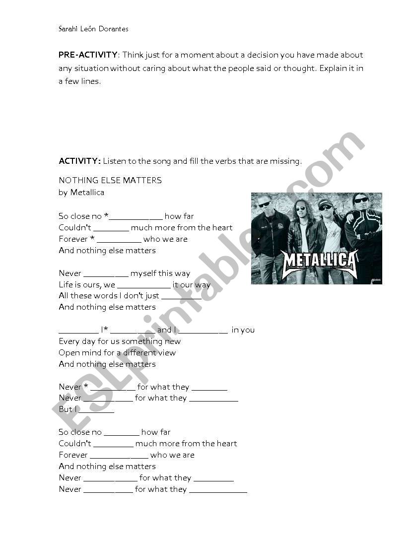 Listening exercise worksheet