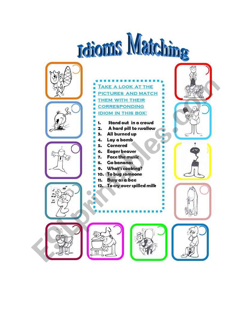 Idiom matching worksheet