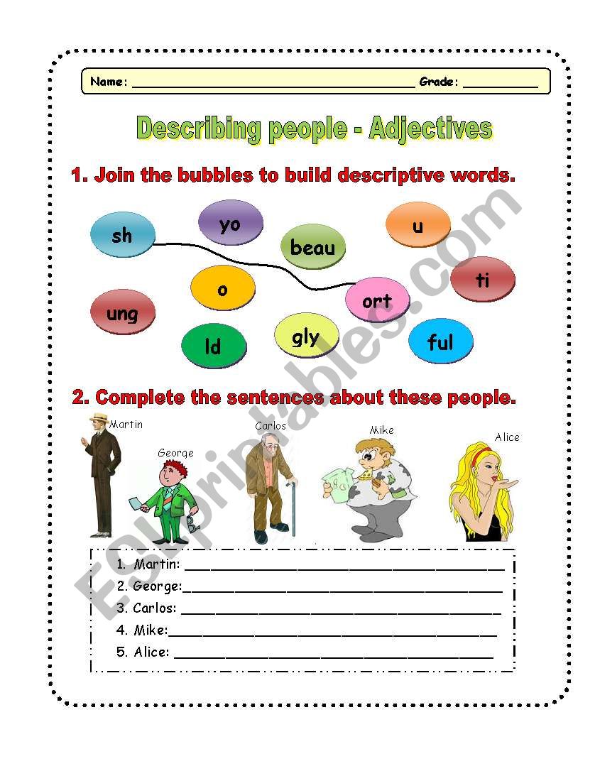 ADJECTIVES worksheet