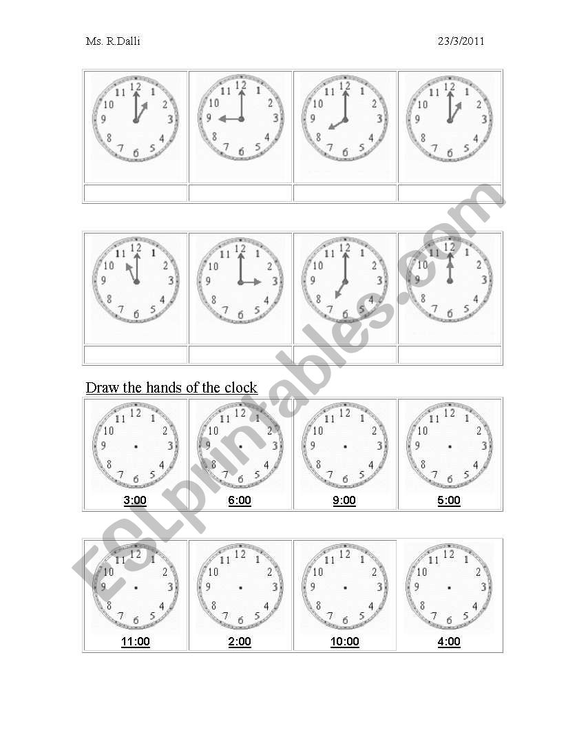 Clock Sheet worksheet