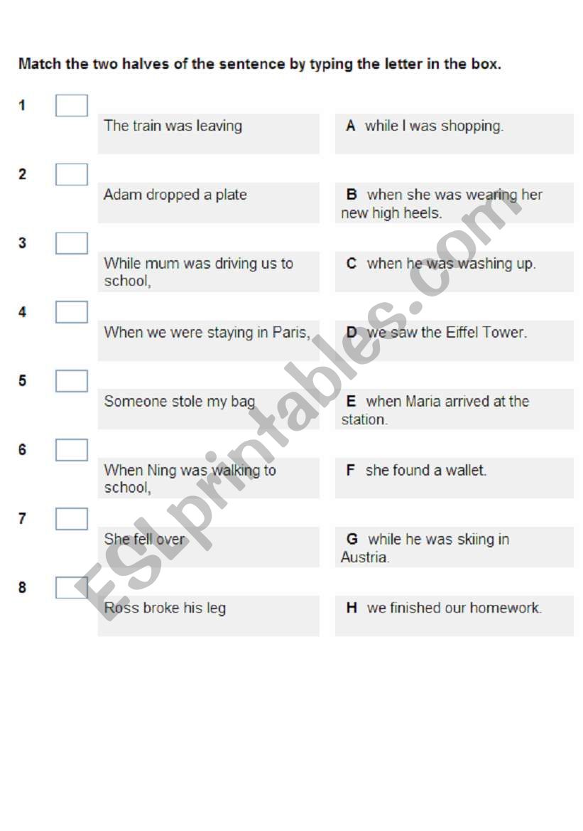 past continuous worksheet