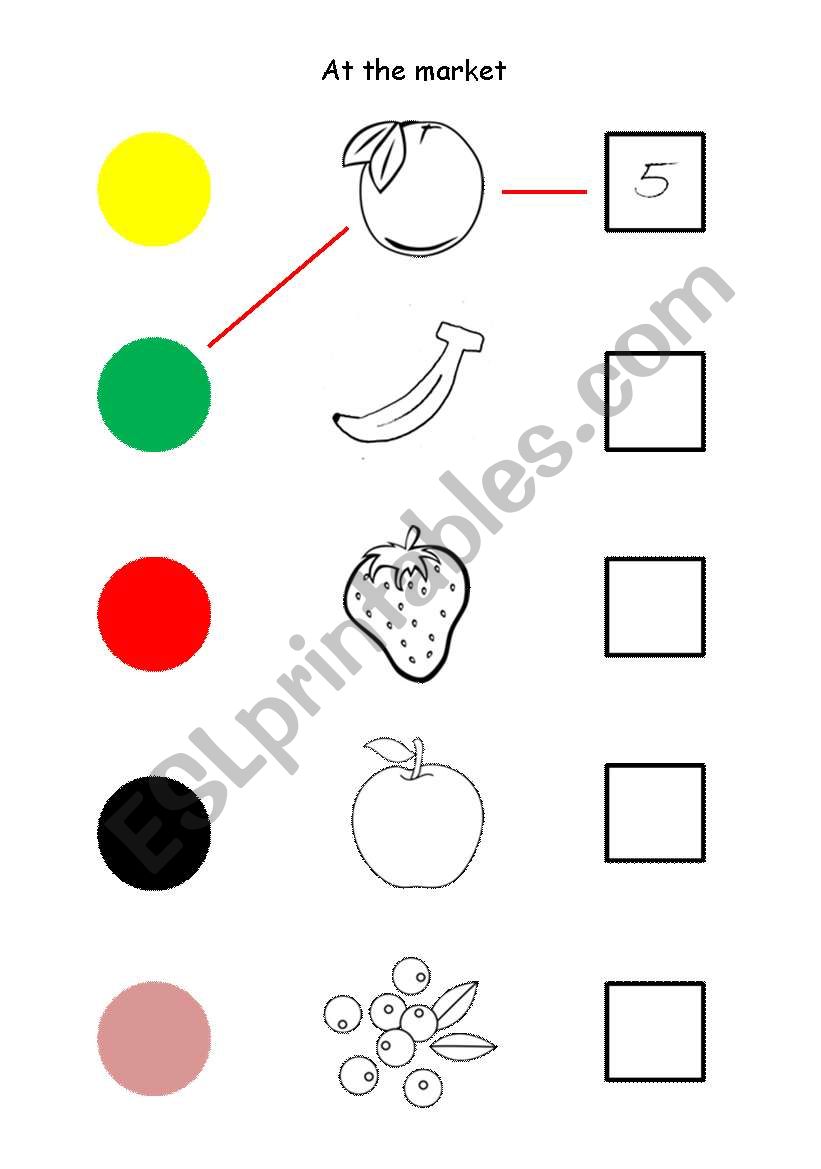 At the market listening: fruit, colours & numbers (with instructions!)