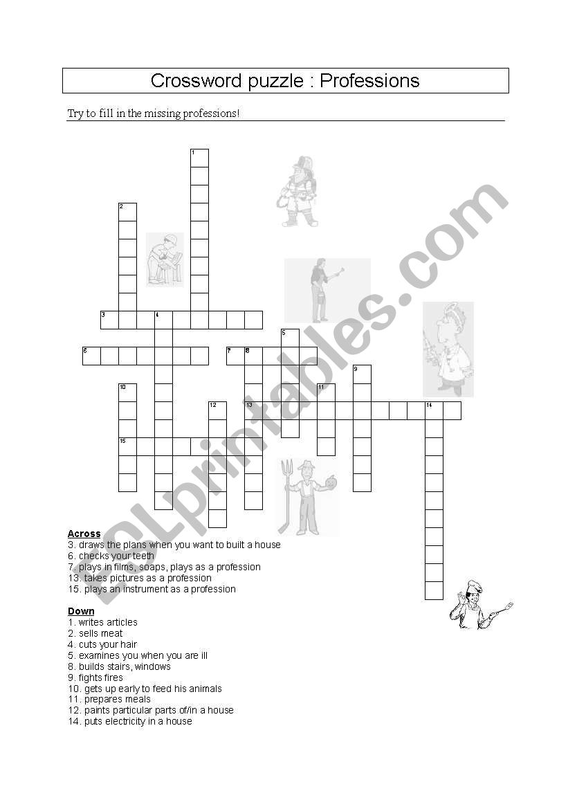 Crossword puzzle Jobs worksheet