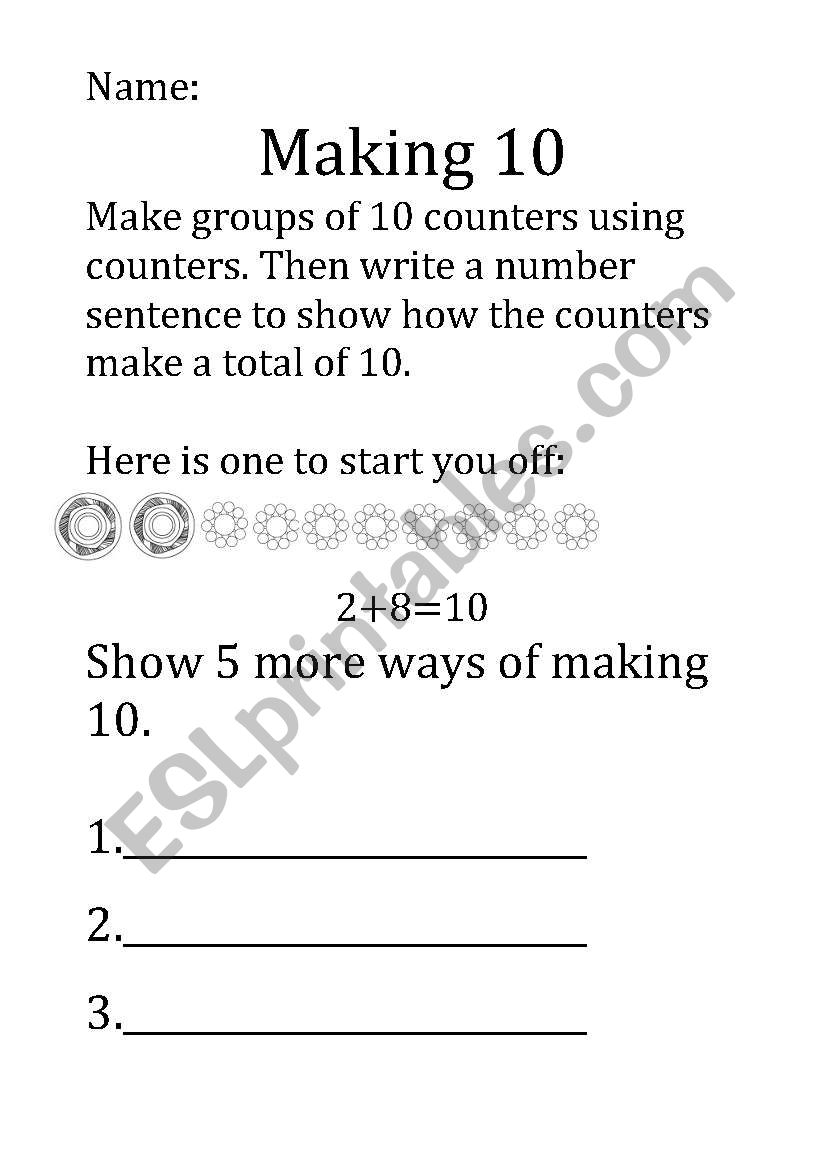 Making 10 worksheet