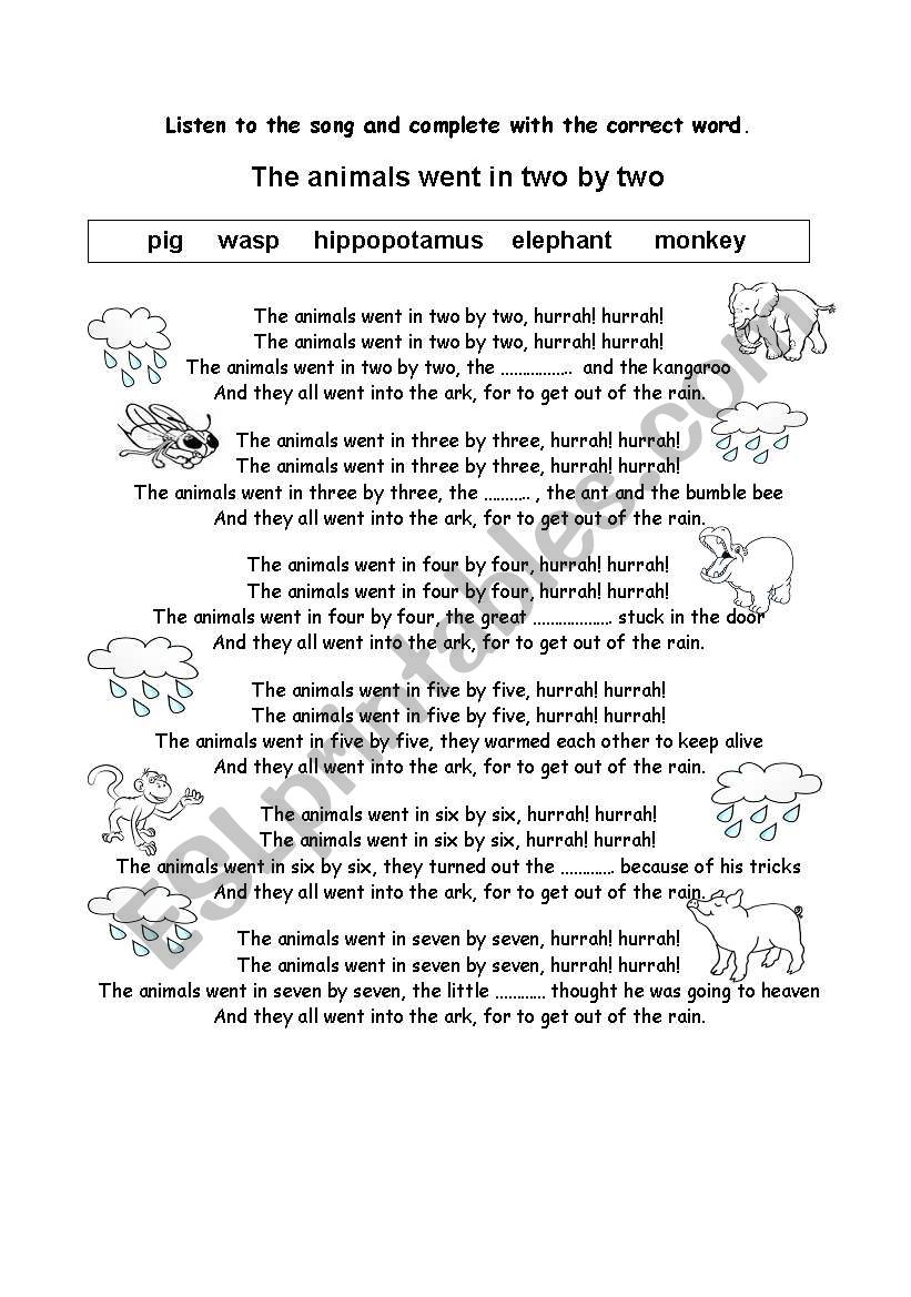 Sing a song worksheet