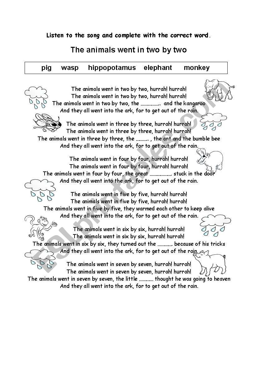 Sing a song worksheet